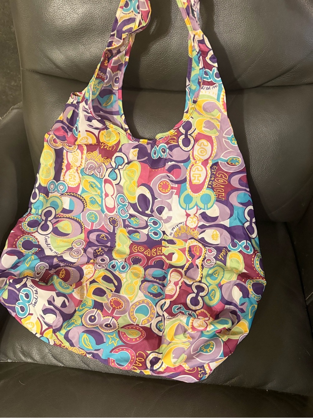 Coach Y2K Poppy Glam Signature Print Folding Tote Bag - Nylon - Picture 4 of 5